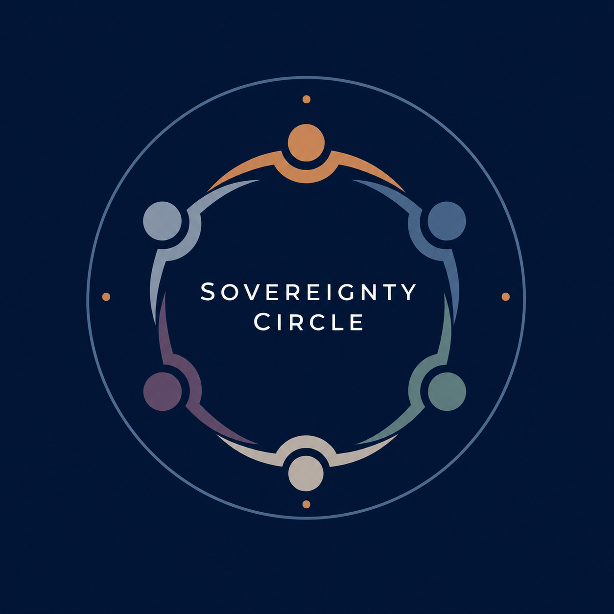 The Sovereignty Circle: five figures joined in a ring.